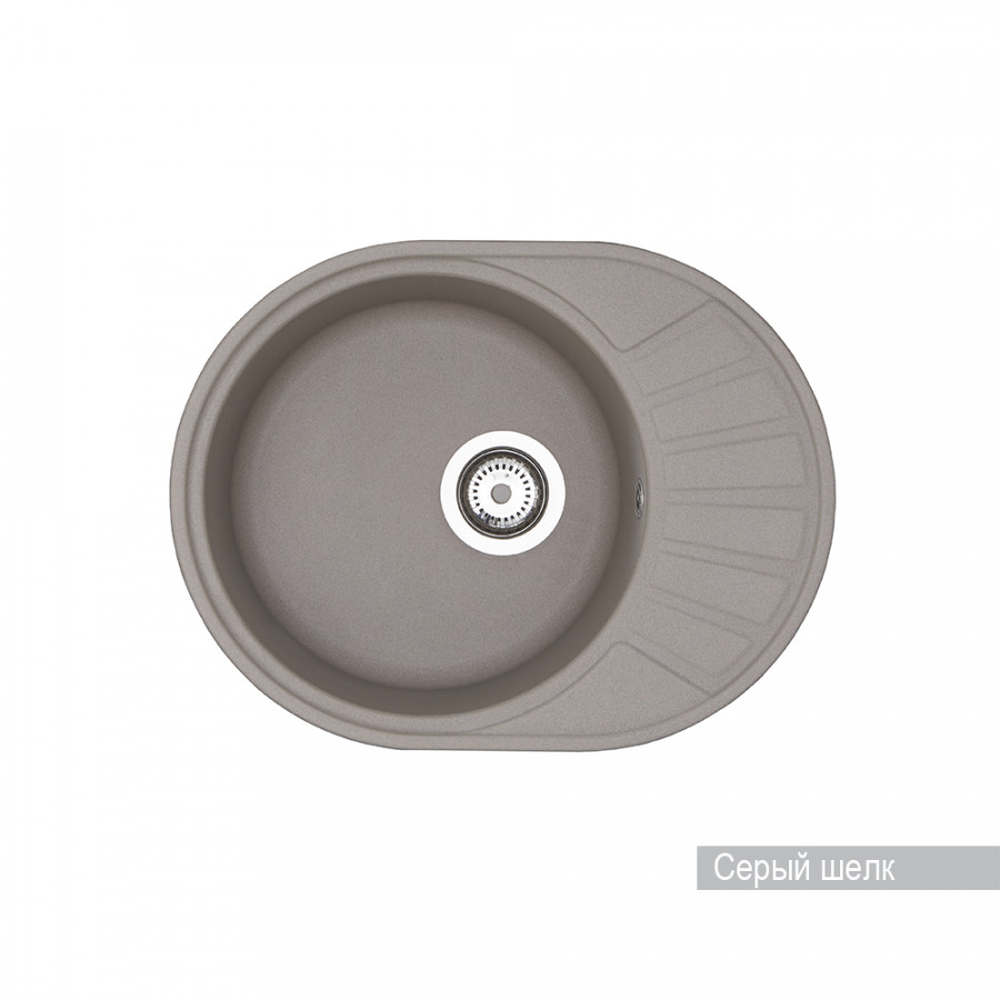 Мойка для кухни  Чезана 568x437x191 мм,круглая с крылом, серый шелк