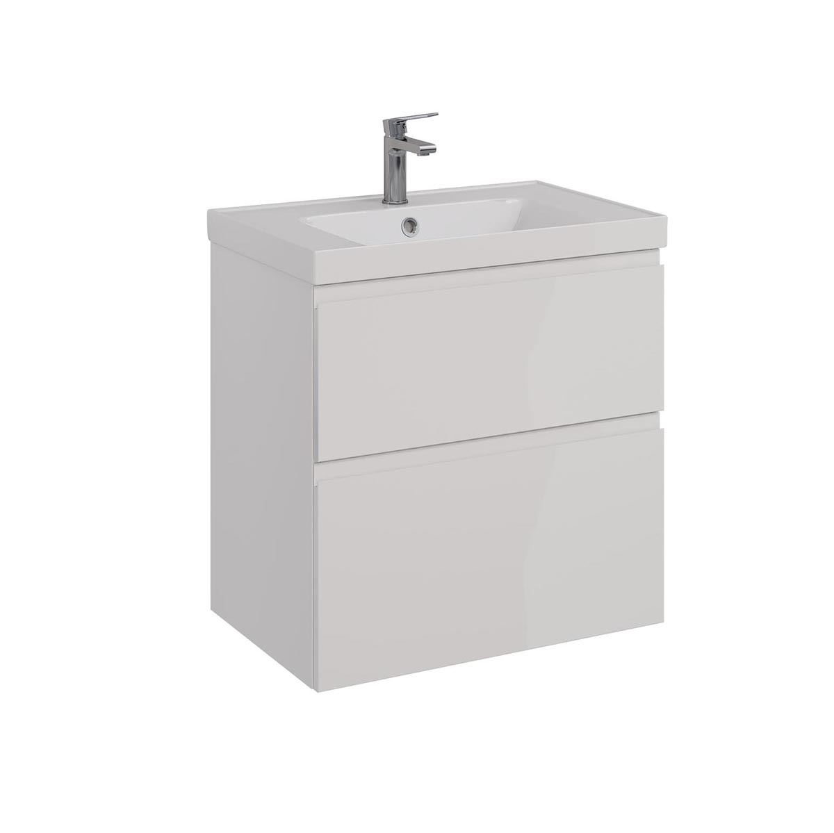 Тумба Lemark VEON 70 см под 1 раковину, подвесная/напольная, 2 ящика, цвет корпуса, фасада: Белый гл