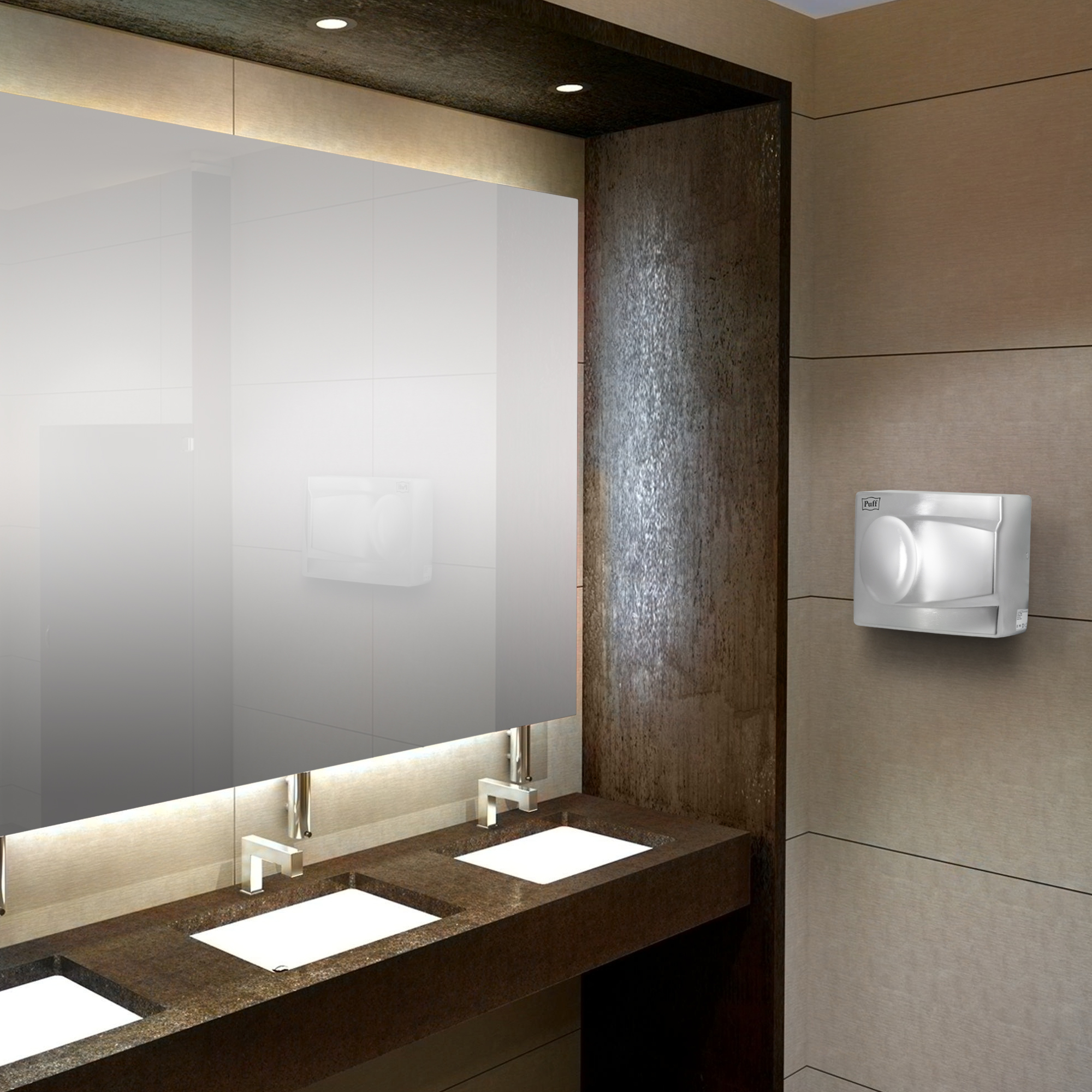 Электросушитель для рук PUFF-8828 малошумный, антивандальный, хром 1,5 кВт (1401.337)