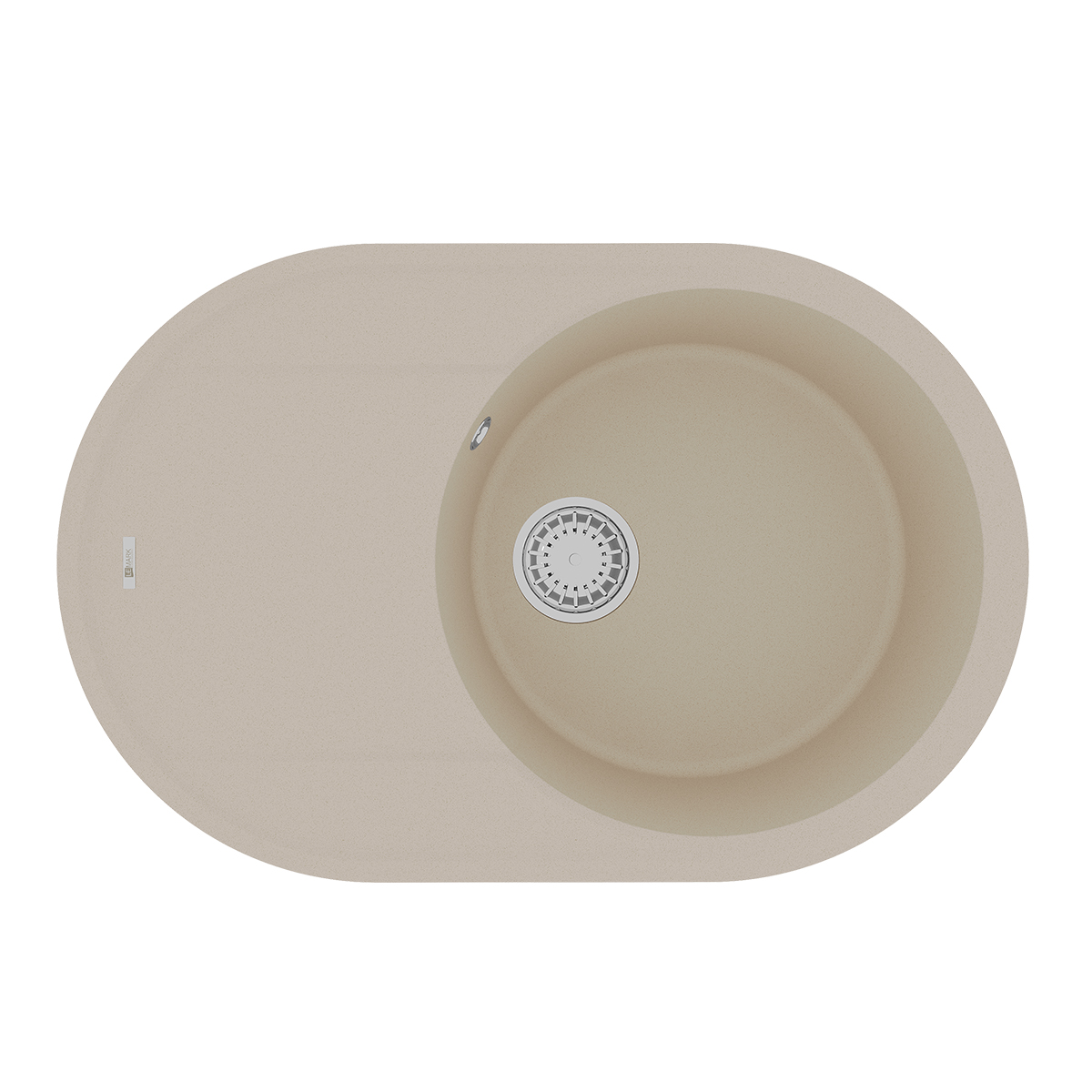 Кухонная мойка Lemark LACHA 760 врезная овальная с крылом из кварцгранита, Бежевый