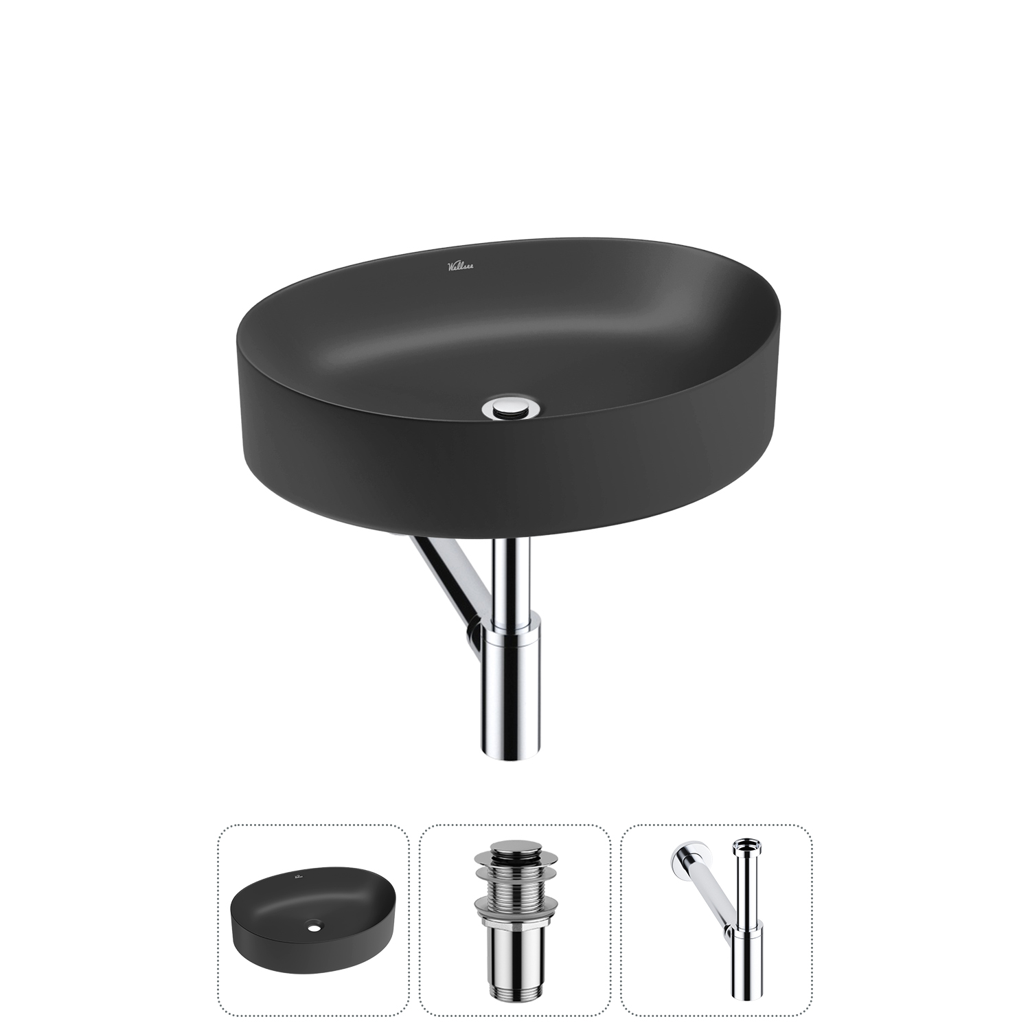 Накладная раковина для ванной комнаты Wellsee Belle Spa 2.0 20212596R в наборе 3 в 1: раковина матов