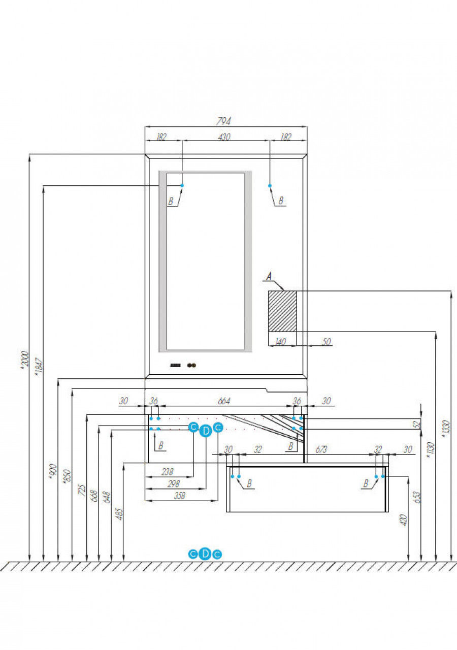 Зеркало САКУРА 80