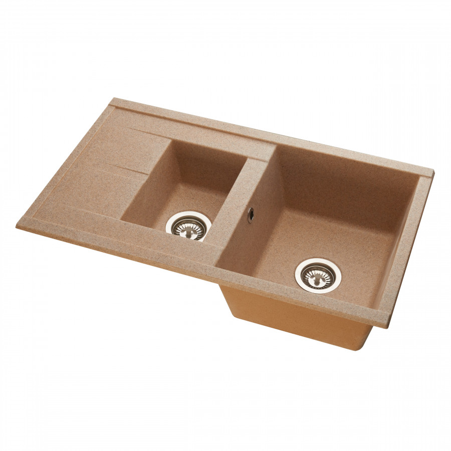 Мойка для кухни  Делия 87 870x510x218 мм, прямоуг. с крылом и доп. чашей, песочный