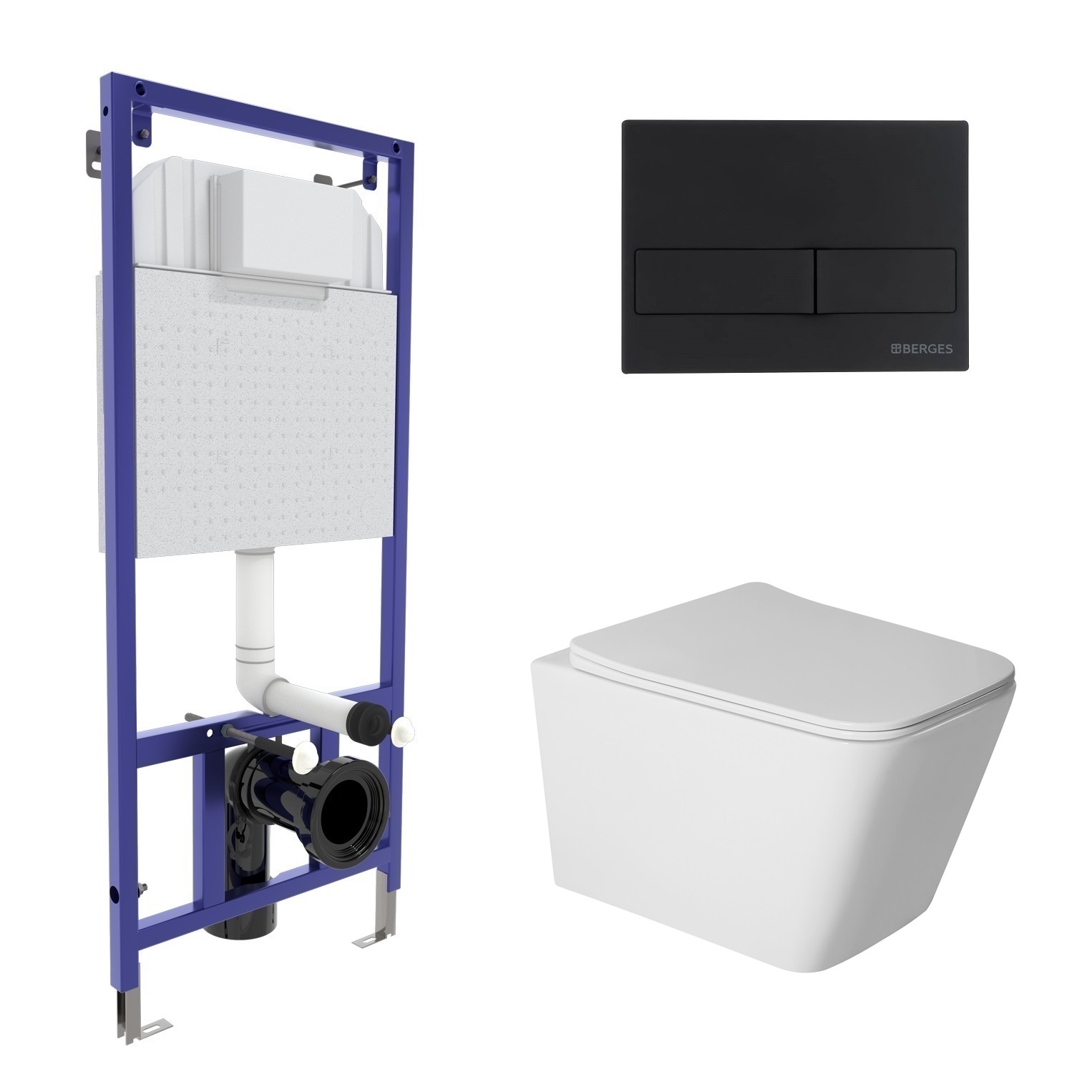 Комплект: инсталляция NOVUM кнопка L5 Soft Touch черная, унитаз SIGMA Rimless 52 см, сиденье дюропла