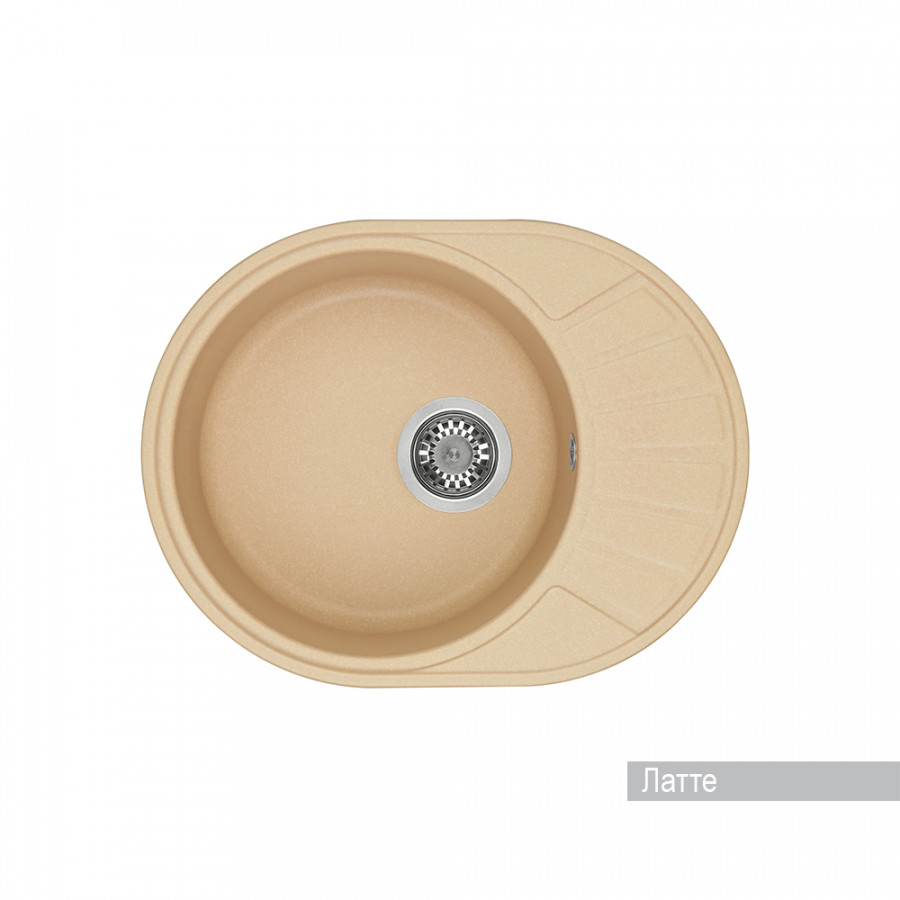 Мойка для кухни  Чезана 568x437x191 мм,круглая с крылом, латте
