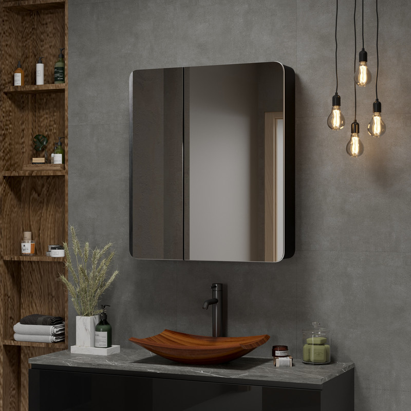 Зеркало-шкаф Eltoro black LED 760х850