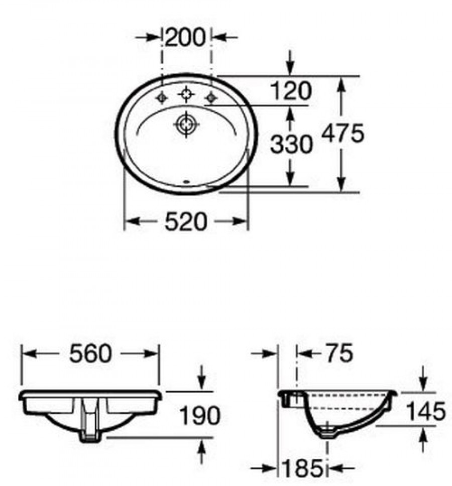 ADORA Встраиваемая раковина 56 см., ROCA