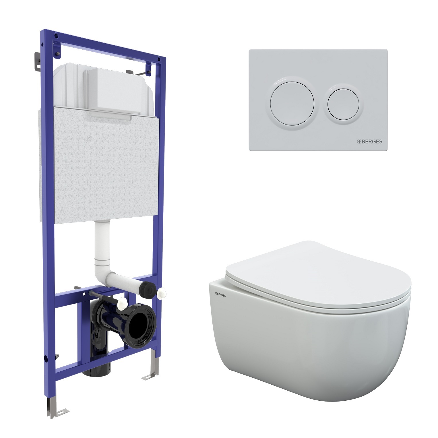 Комплект для монтажа  подвесного унитаза: инсталляция NOVUM525, кнопка О1 белая, унитаз VENTAS Rimle