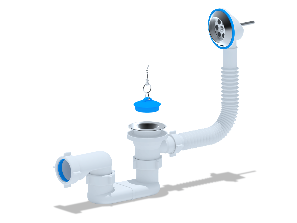 Сифон для ванны АНИ Пласт E050 1 1/2 дюйма 40 плоский с переливом