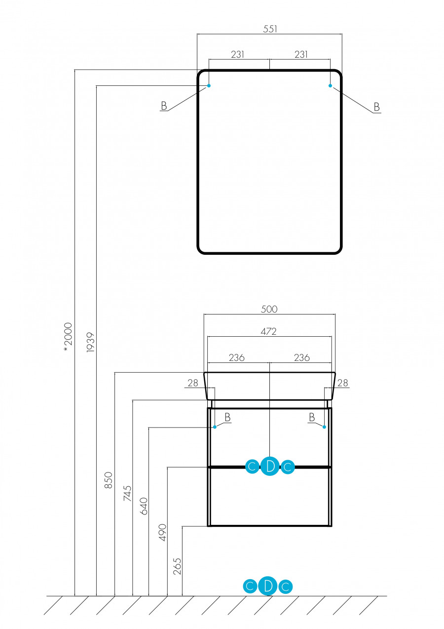 Зеркальный шкаф СКАЙ 55, белый