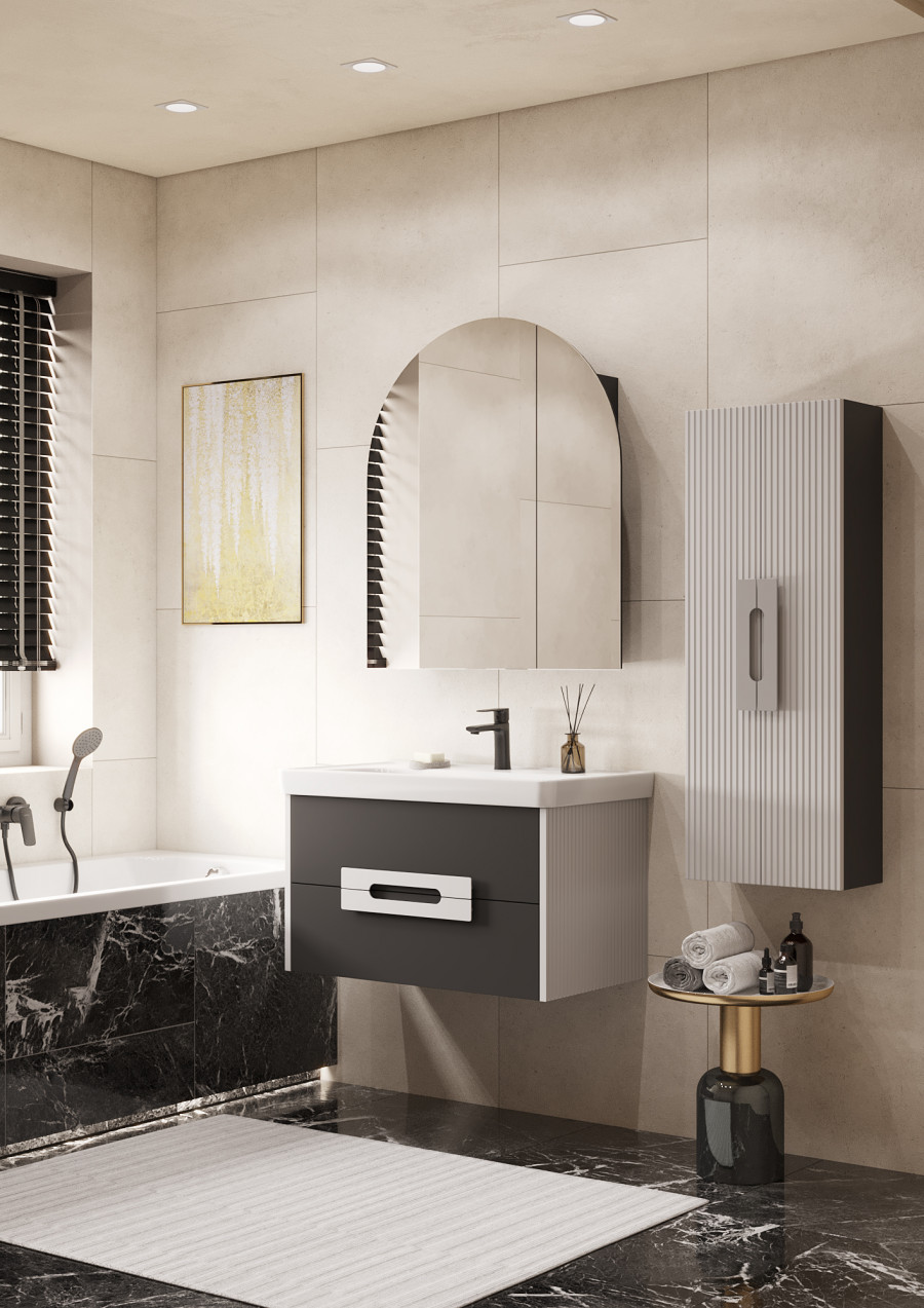 Зеркальный шкаф САНТА-БАРБАРА 80, графит