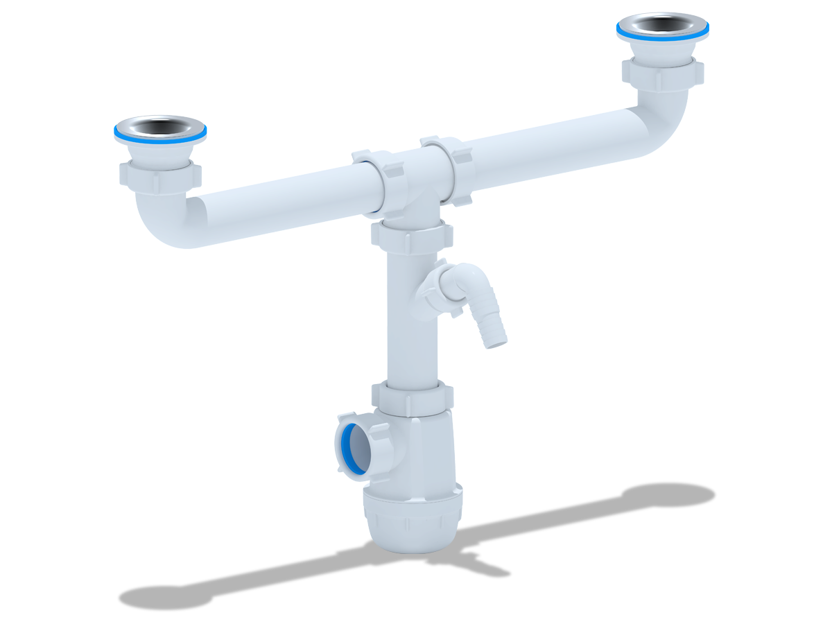 Сифон для мойки АНИ Пласт Грот A3500 1 1/2 дюйма 40 двойной с отводом для стиральной машины