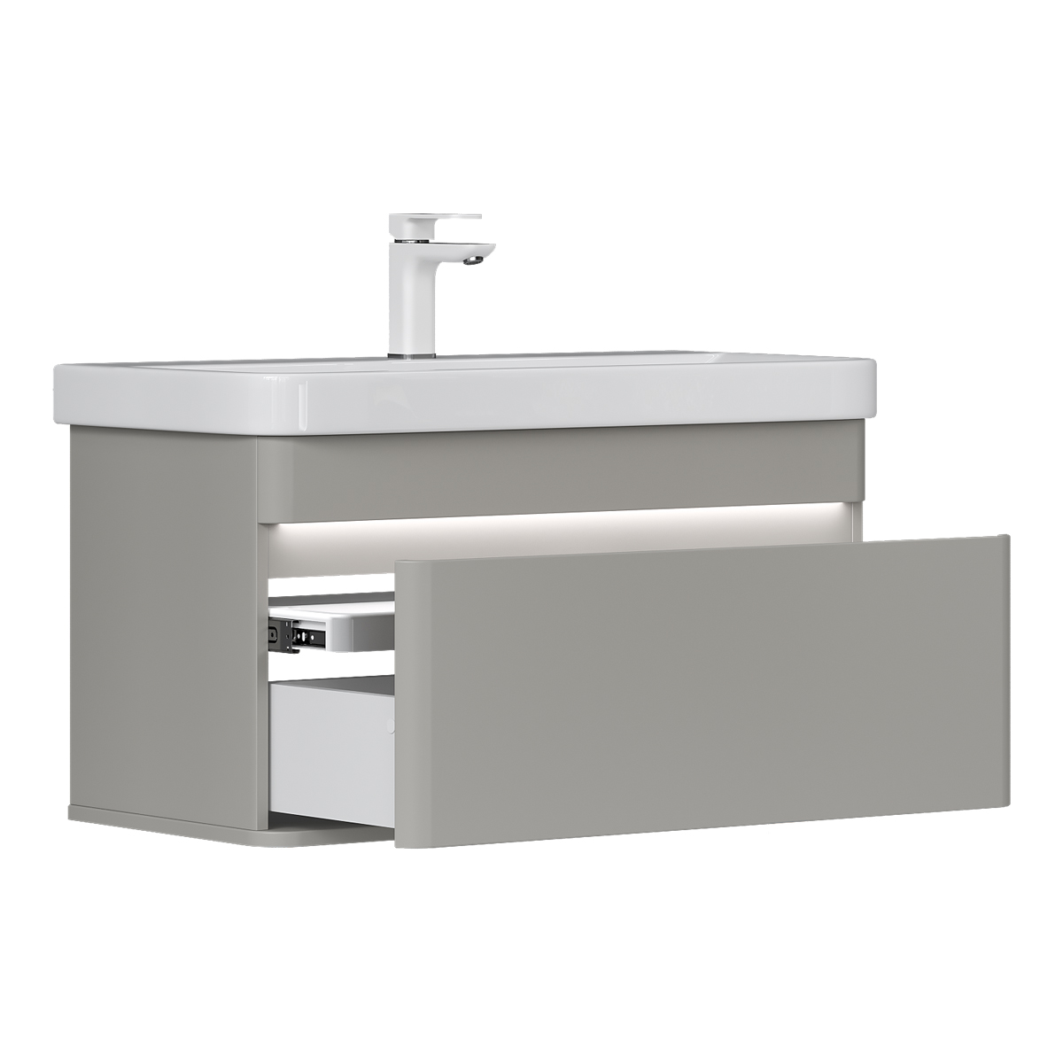 Тумба EQUIL Elegante 80 подвесная 1 ящ. амарок/белый (под раковину 9595-80)