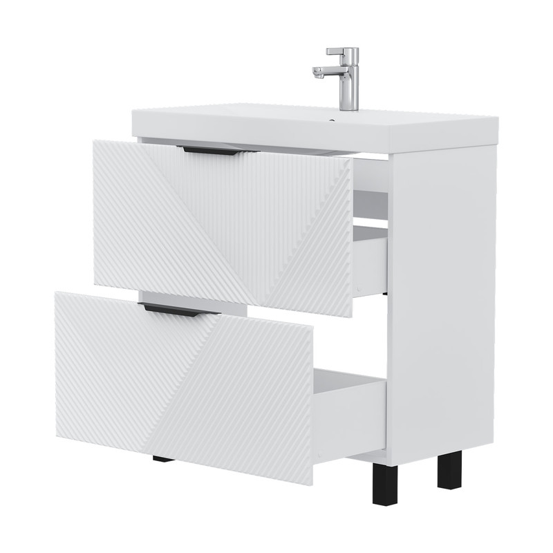 Тумба Geometry 80, напольная, 2ящ., белая (под раковину 9696-80), VOLNA