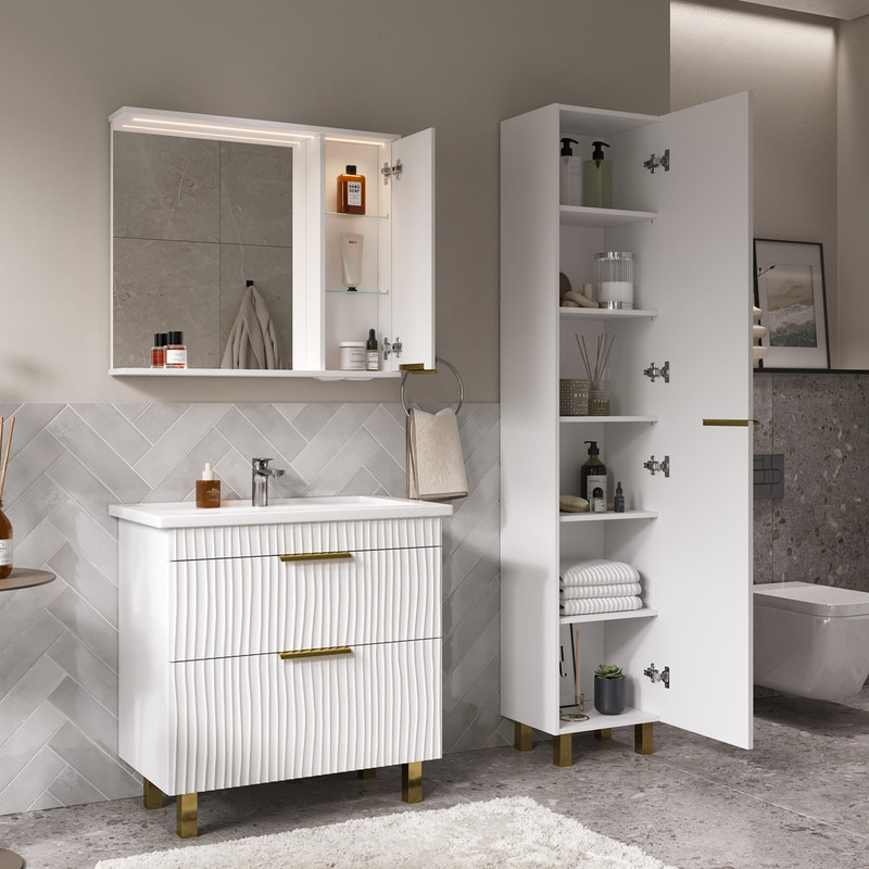 Пенал ЛоттиГолд/LottyGold 40, напольный, белый, VOLNA