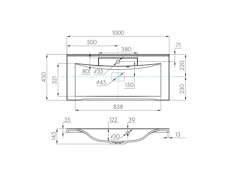 Раковина ПРЕМЬЕР М 100, белая