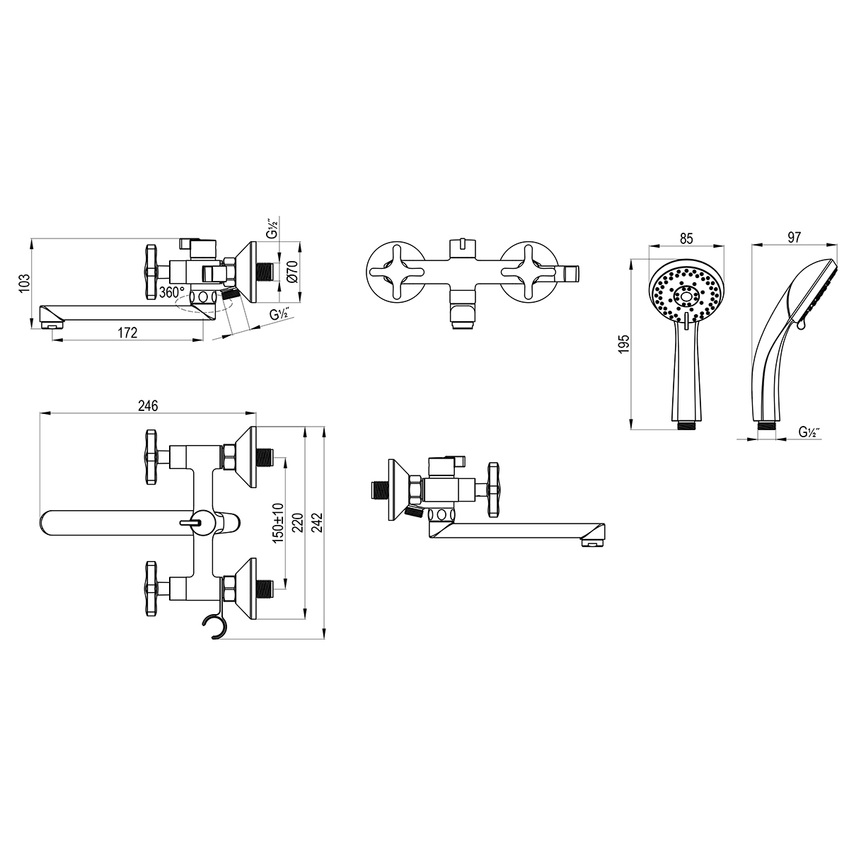 Смеситель ROSSINKA RS39-85 универсальный , хром