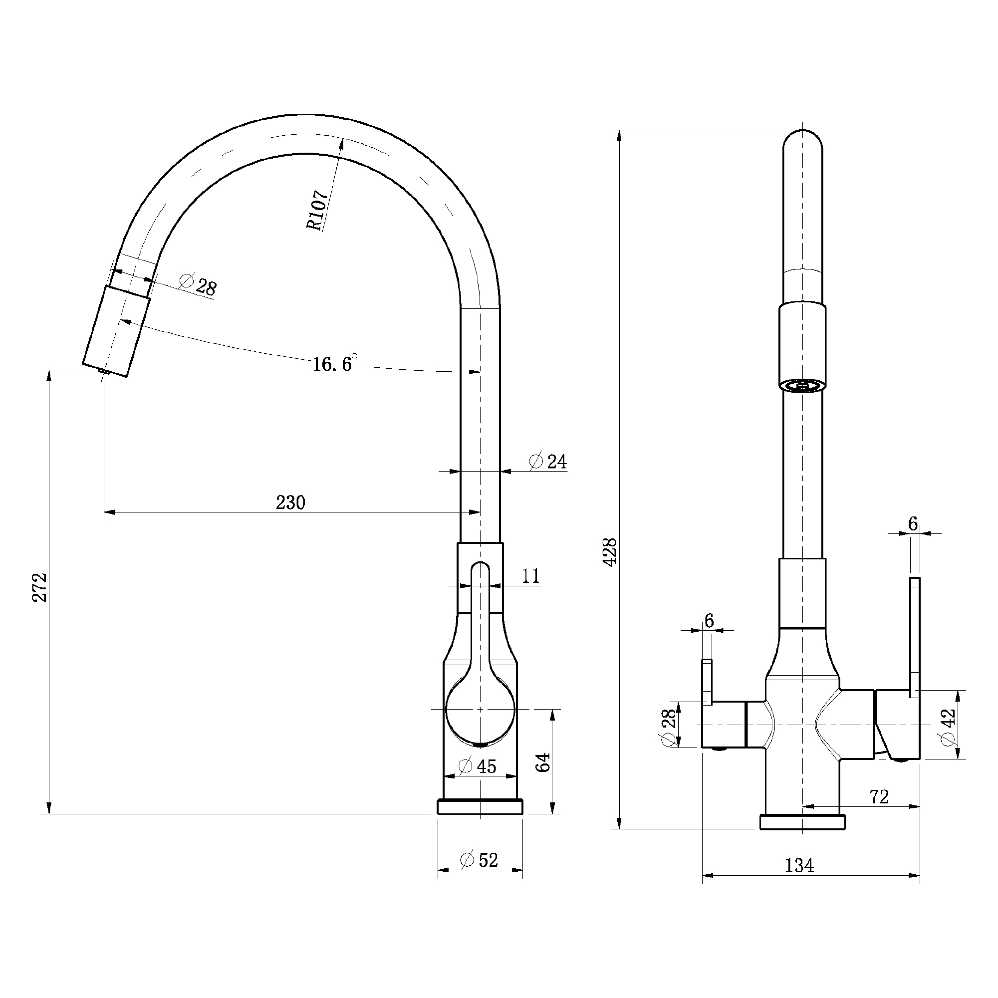Смеситель для кухни TOKITO AISAI черный (TOK-AIS-1024BL)