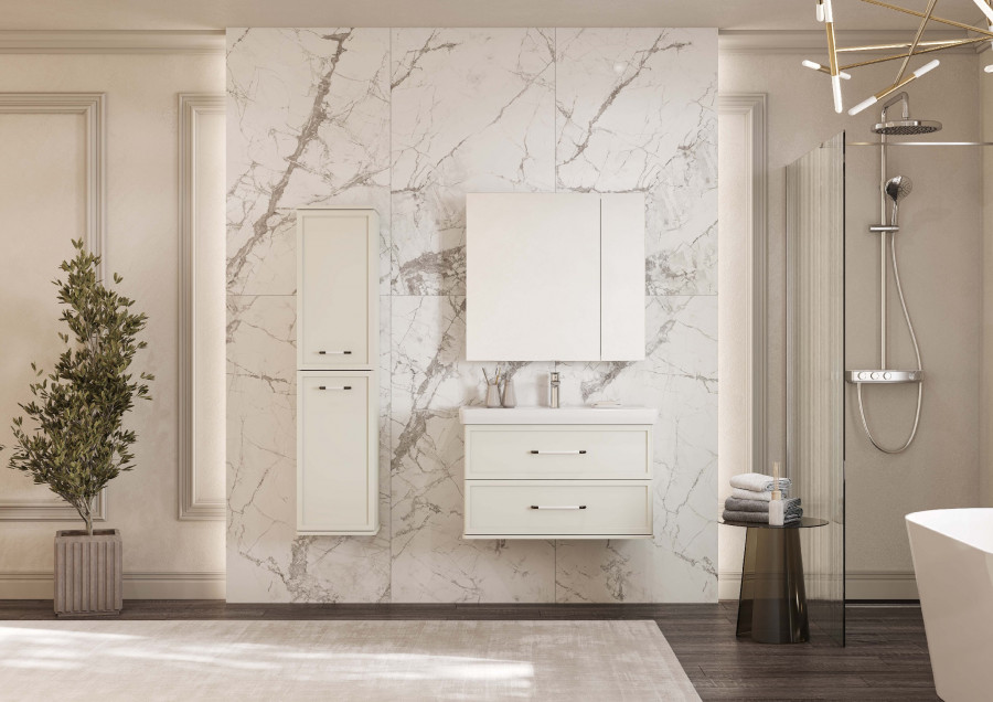 Шкаф-колонна НЕО-КЛАССИКА 1500, белый камень