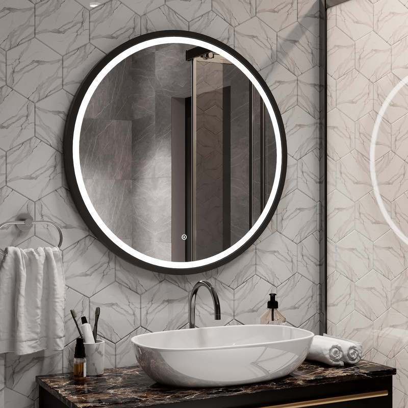 Зеркало Style  Black LED D 800