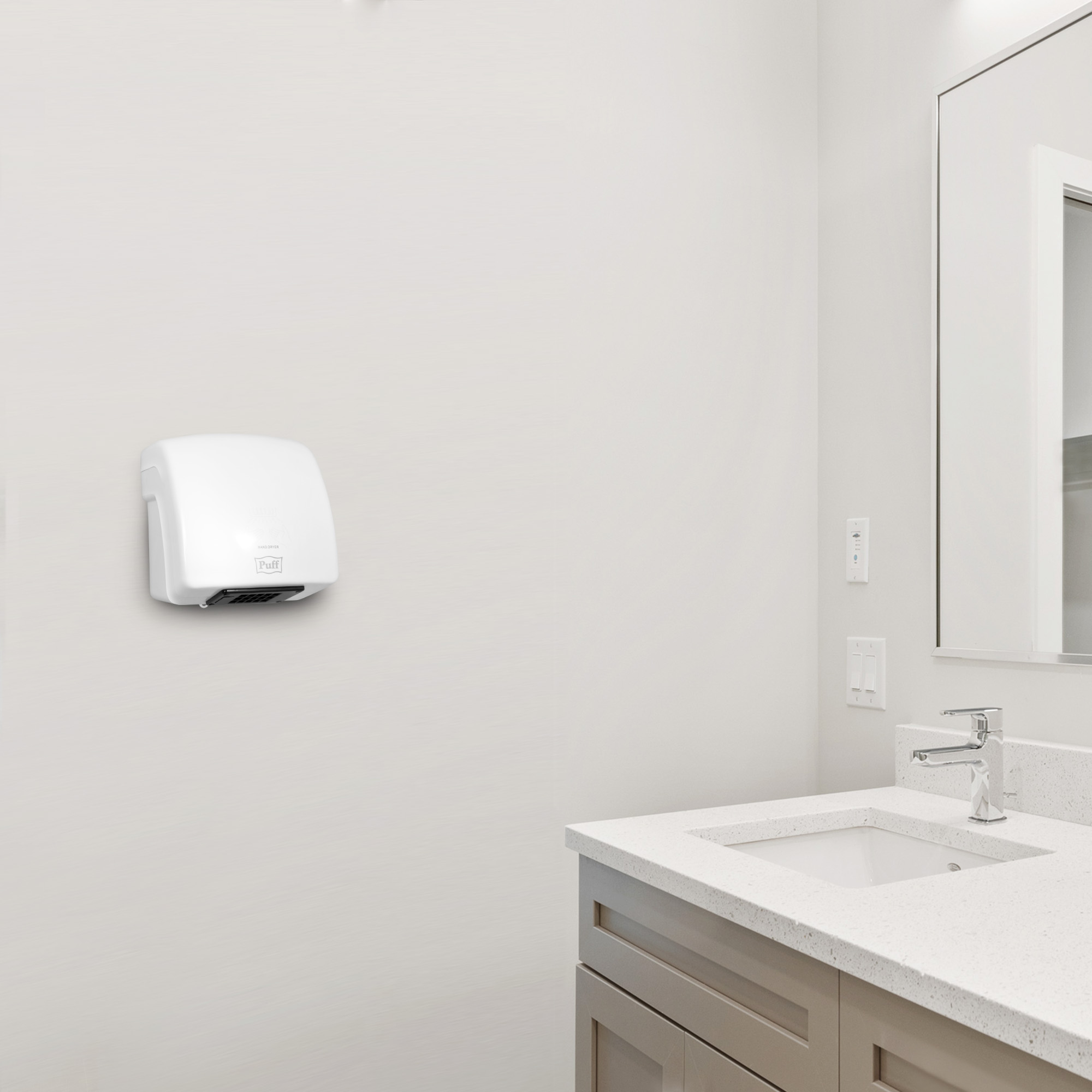 Электросушитель для рук PUFF-8830 малошумный, белый 1,5 кВт (1401.320)