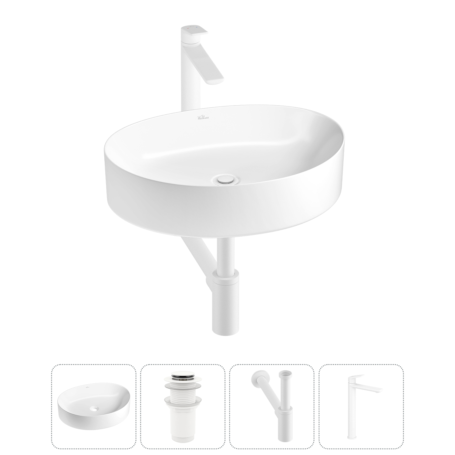 Накладная раковина для ванной комнаты Wellsee Belle Spa 2.0 20212588R в наборе 4 в 1: раковина белый