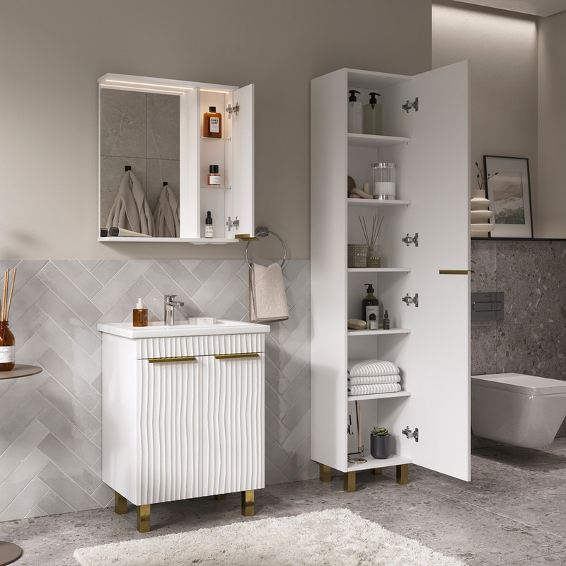 Пенал ЛоттиГолд/LottyGold 40, напольный, белый, VOLNA