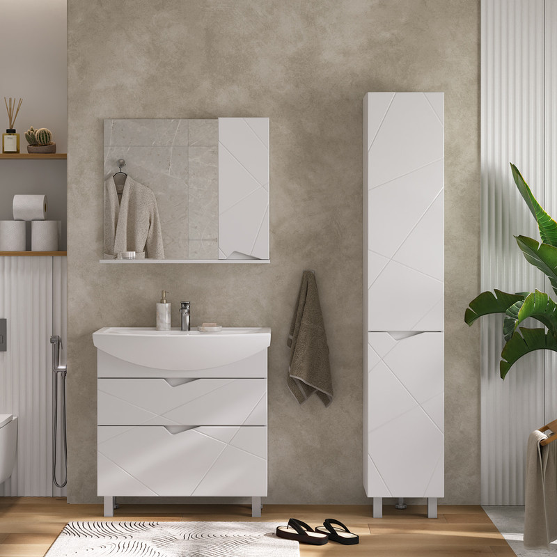 Зеркало-шкаф Pronto 80 правый, белый, VOLNA