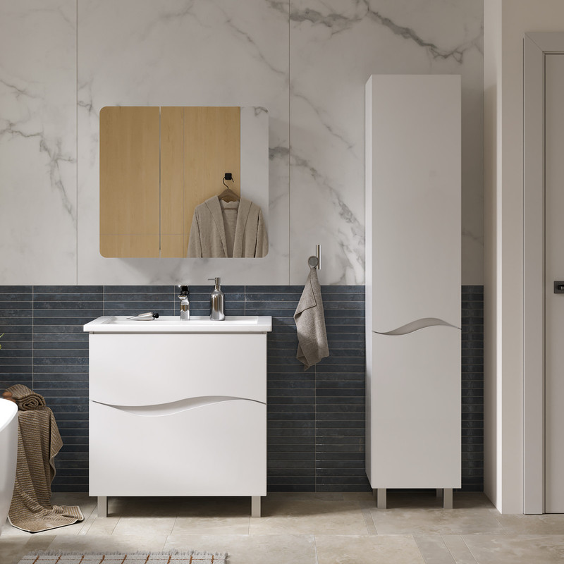 Пенал Волна/Volna 40, напольный , белый, VOLNA