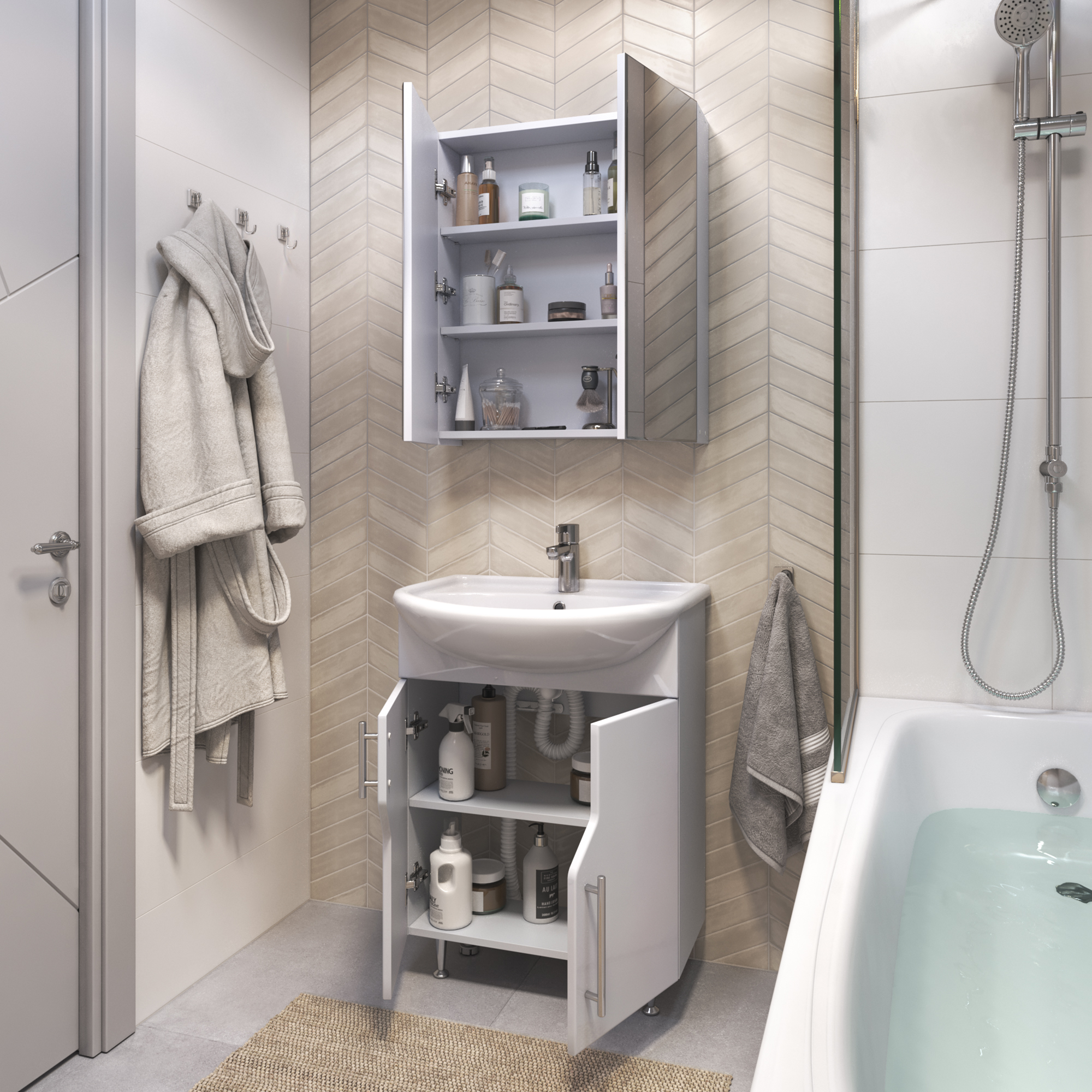 Зеркальный шкаф VIGO Grand 55 подвесной белый (zsh.GRA.55)