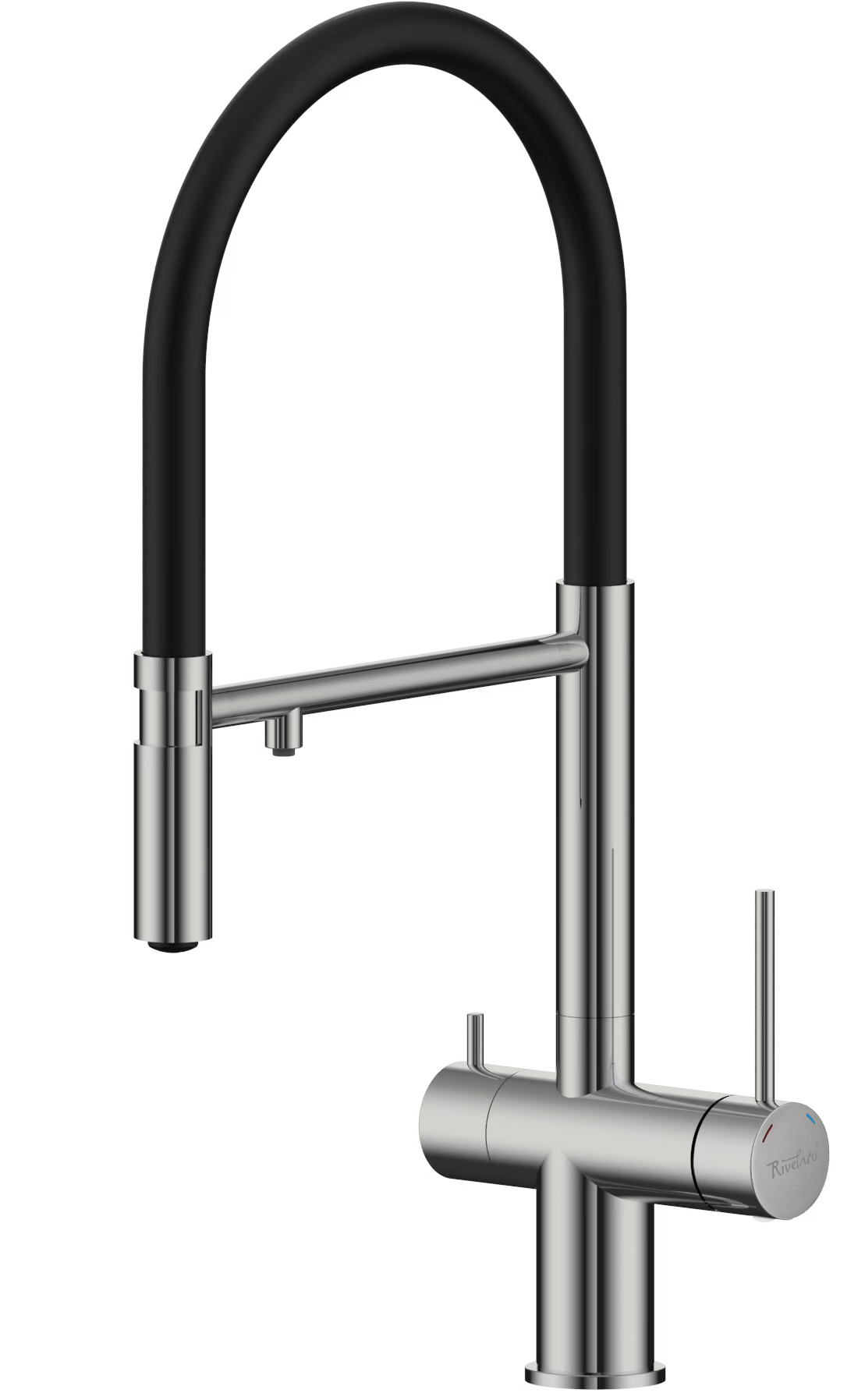 Смеситель для кухни RIVELATO Adria гибкий излив с краном питьевой воды нержавеющая сталь (1523517 BS)