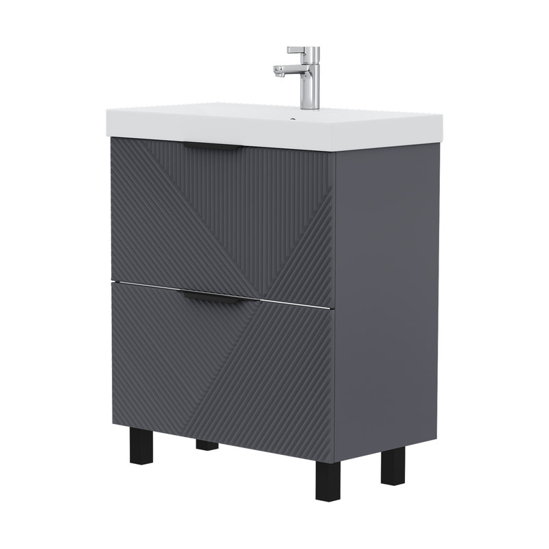 Тумба Geometry 70, напольная, 2ящ., графит (под раковину 9696-70), VOLNA