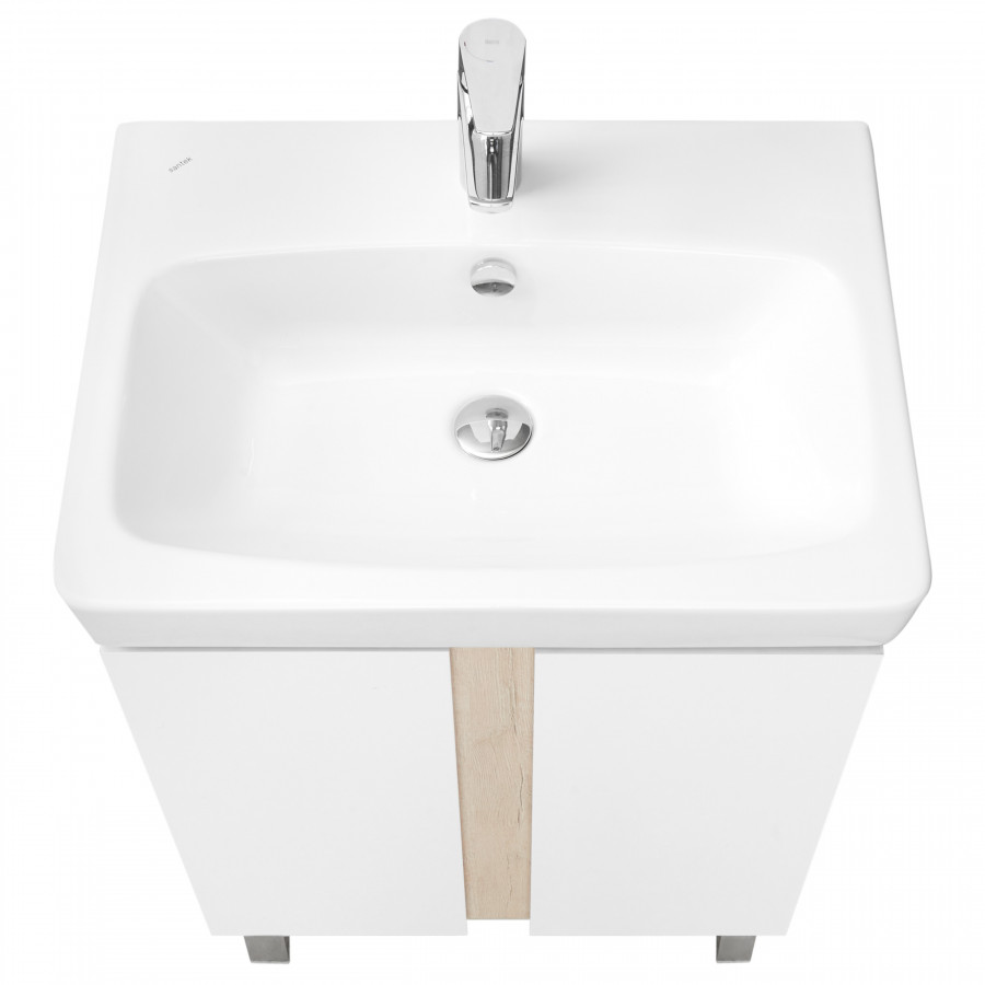 Тумба под раковину КАНТРИ 60 белый, дуб верона (под раковину НЕО 60)