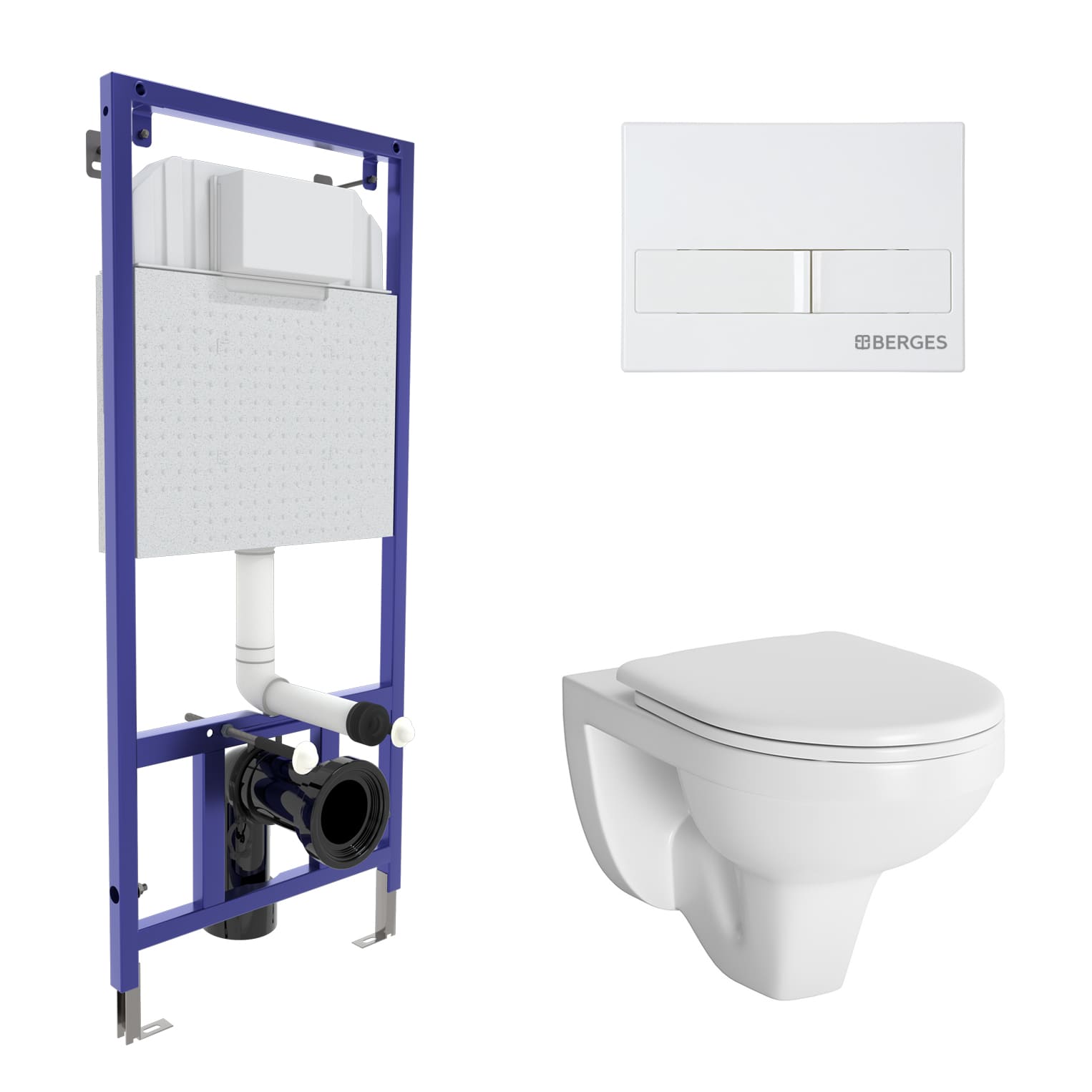 Комплект для монтажа подвесного унитаза GAMMA: инсталляция NOVUM525, кнопка L1, унитаз  с сиденьем  