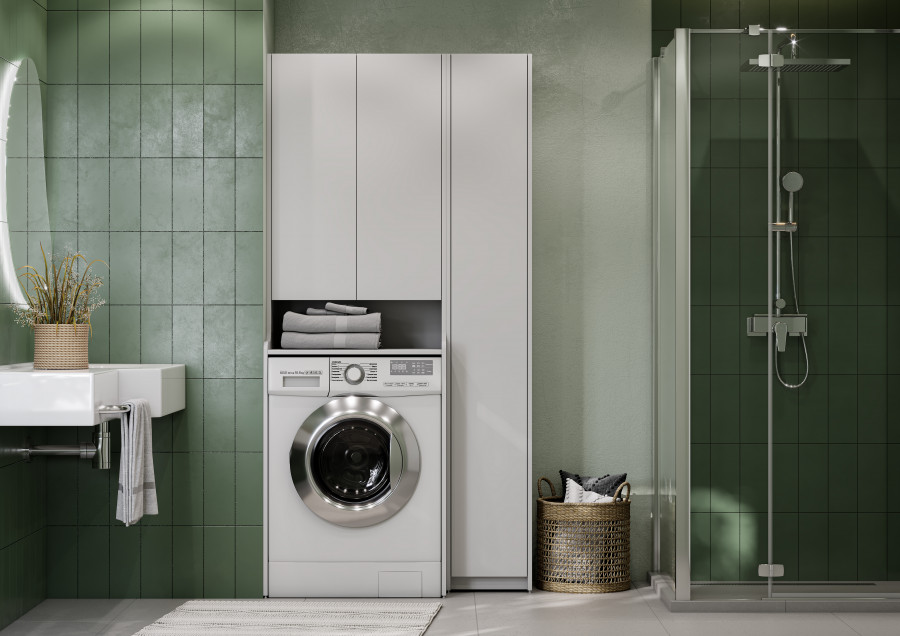 Шкаф-колонна ЛОНДРИ 30, подвесная, белая, узкая