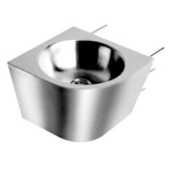 Раковина из нержавеющей стали настенная  полукруглая c антивандальным креплением Правая, шт