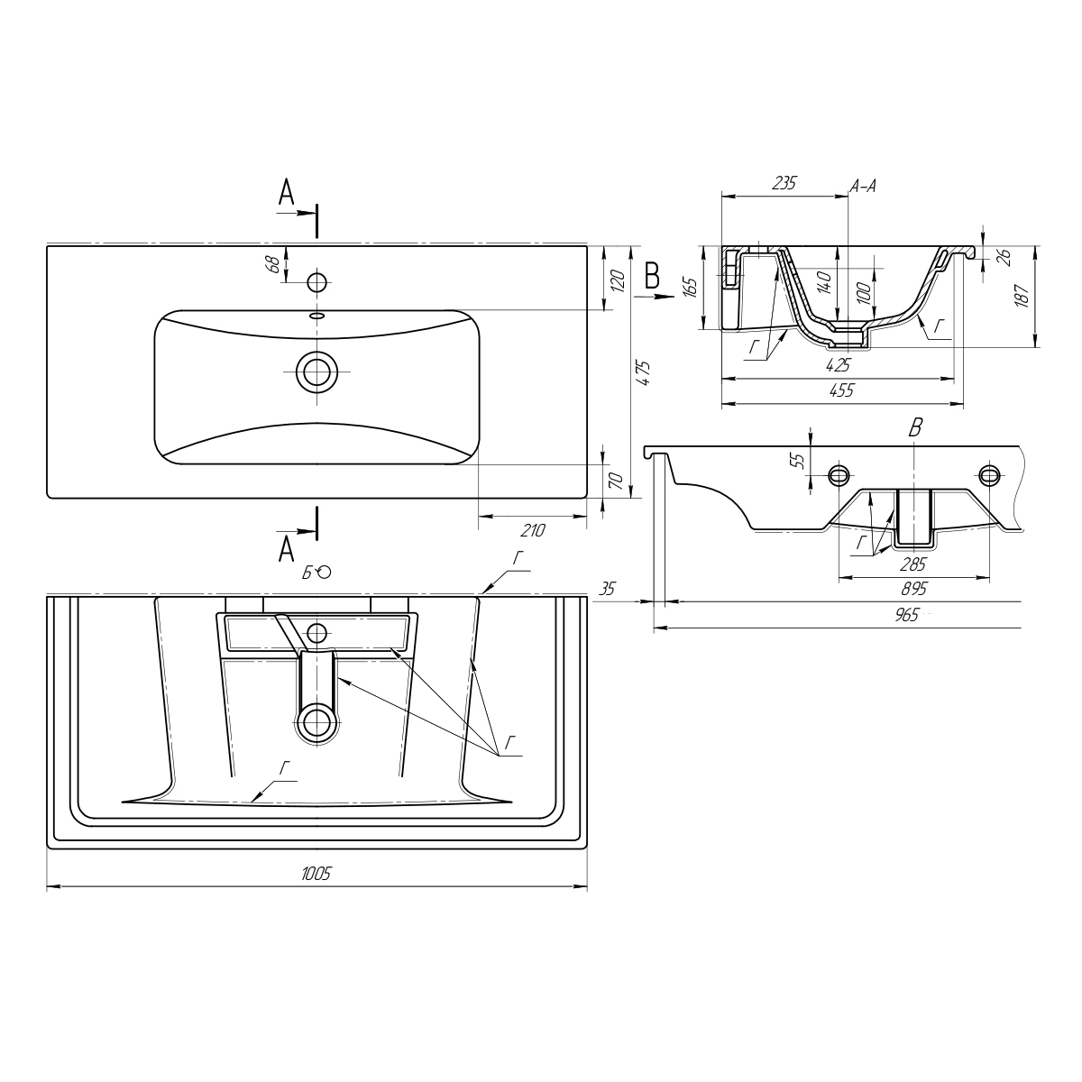 Раковина керамическая "Эйфория-100"