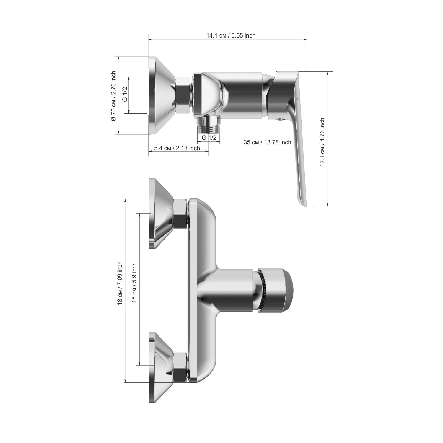 Смеситель для душа TOKITO MISAWA хром (TOK-MIS-1016)