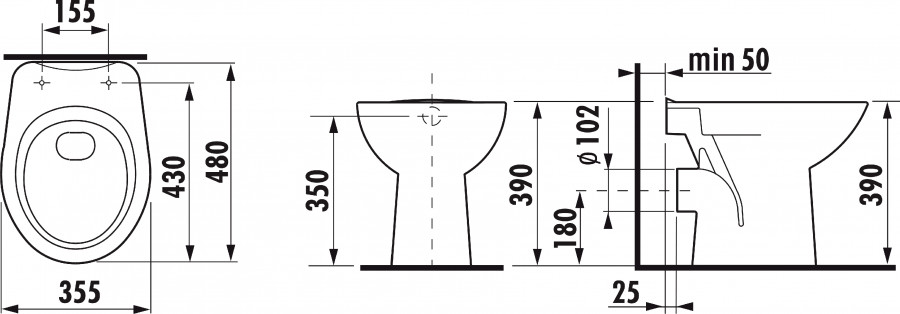 ZETA Унитаз напольный (свободностоящий), горизонтальный выпуск JIKA