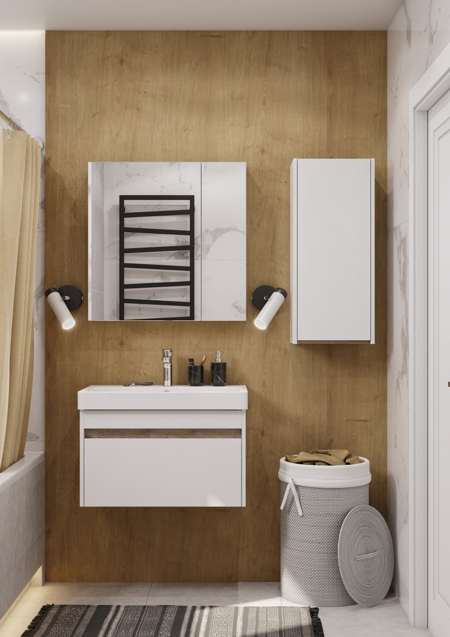 Шкаф МАРТИ 35, подвесной, белый, дуб эндгрейн