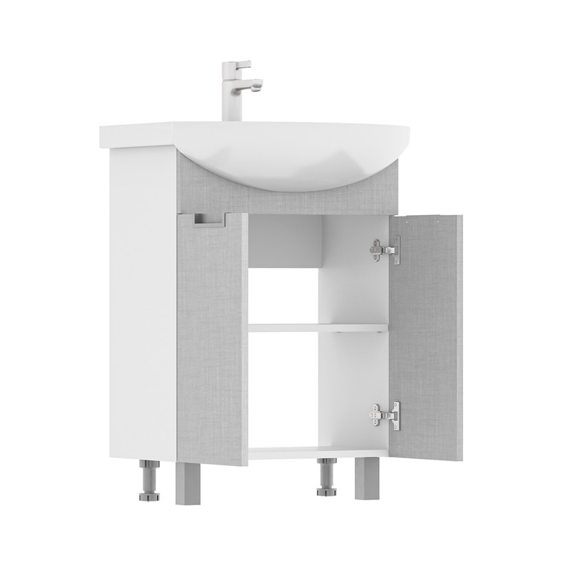 Тумба Vario 50, напольная, 2 дв., софт/белый (под раковину Рива 50), VOLNA