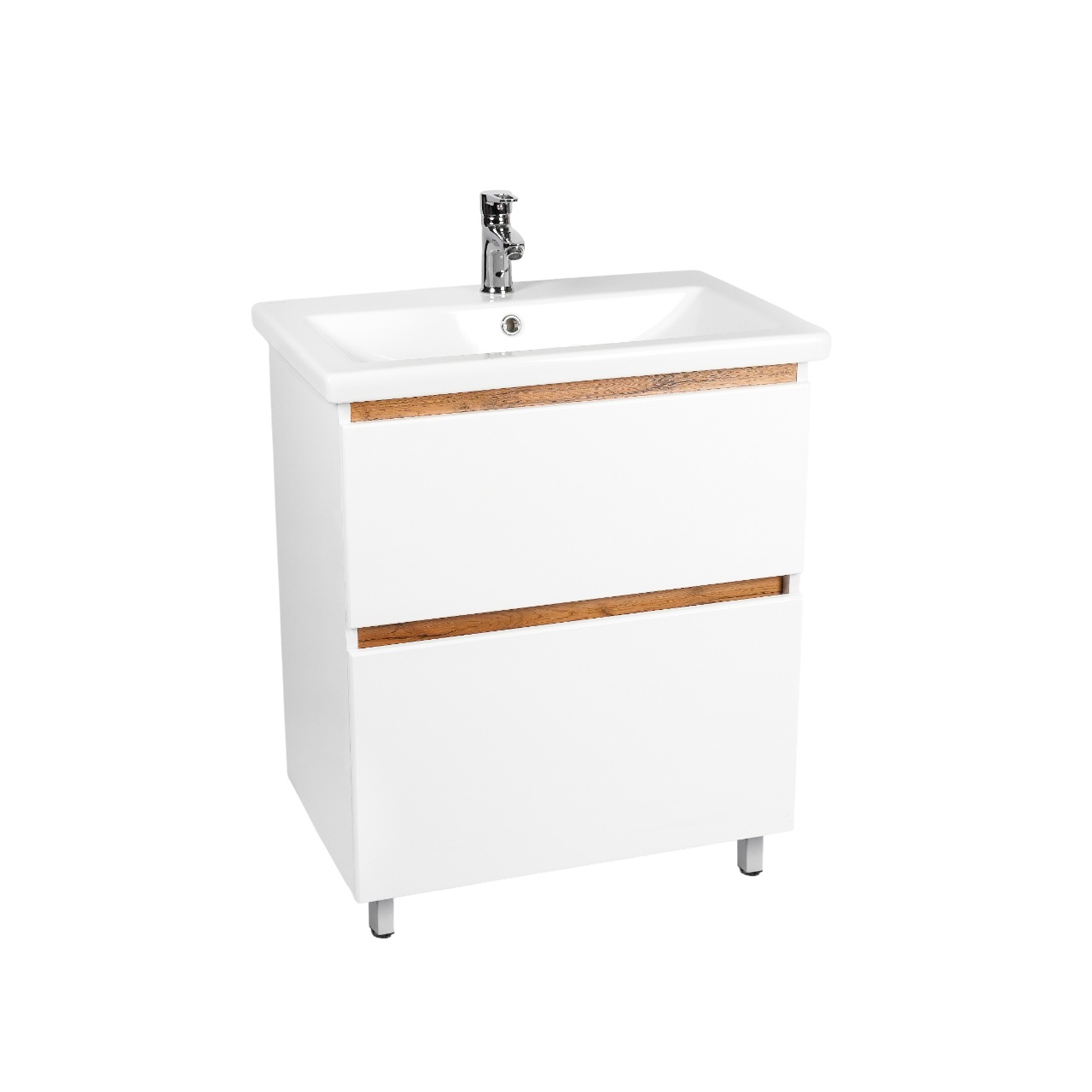 Тумба под раковину VIANT МАЛЬТА 70 напольная белый/дуб вотан (VMAL70CO-T2Y)