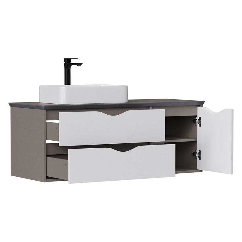 Тумба EQUIL Smile 40 под столешницу (100L 120L) подвесная 1дв. R белый/лен антрацит