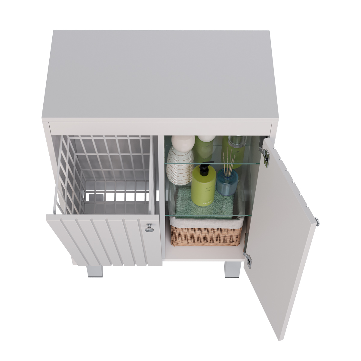 Шкаф Lemark ROMANCE 60 см подвесной/напольный, с откидной корзиной для белья, цвет корпуса, фасада: 