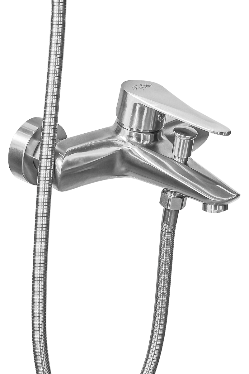 Смеситель для ванны с душем ПРОФСАН ПСМ-300-1 STEEL нержавеющая сталь AISI-304 тип См-ВОРНШлА