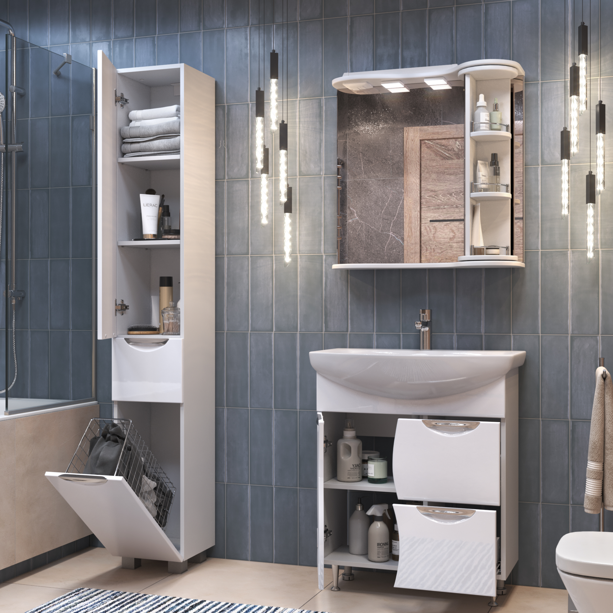 Зеркало с полками VIGO Callao 70 подвесное белый (zsh.CAL.70.El)