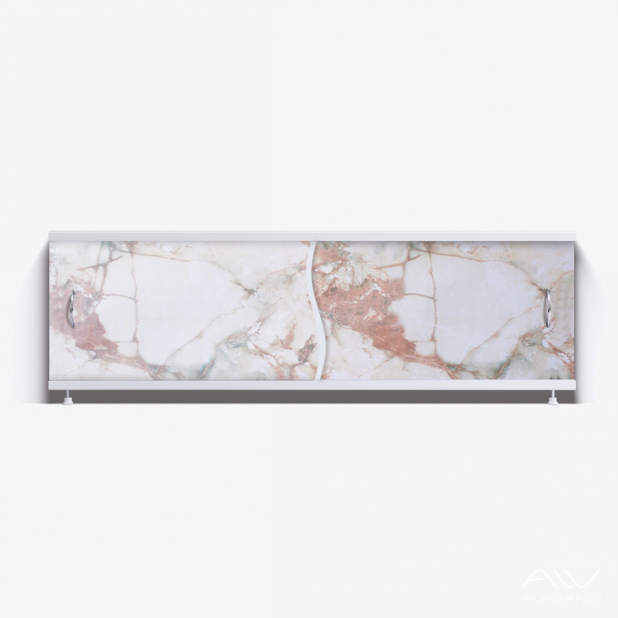 ПРЕМЬЕР Экран для ванны 170 см, полистирол,(кремово-зеленый мрамор-022), ALAVANN