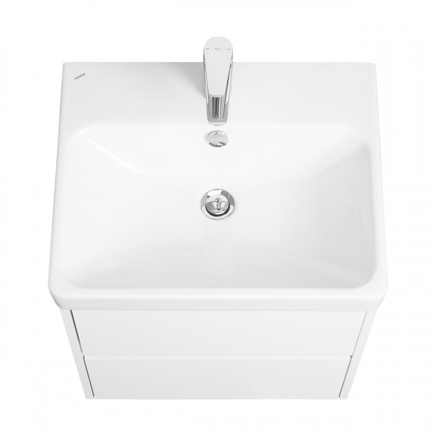 Тумба СКАНДИ 55, подвесная, 2 ящ., белая матовая/белый глянец (под раковину АДРИАНА 55)