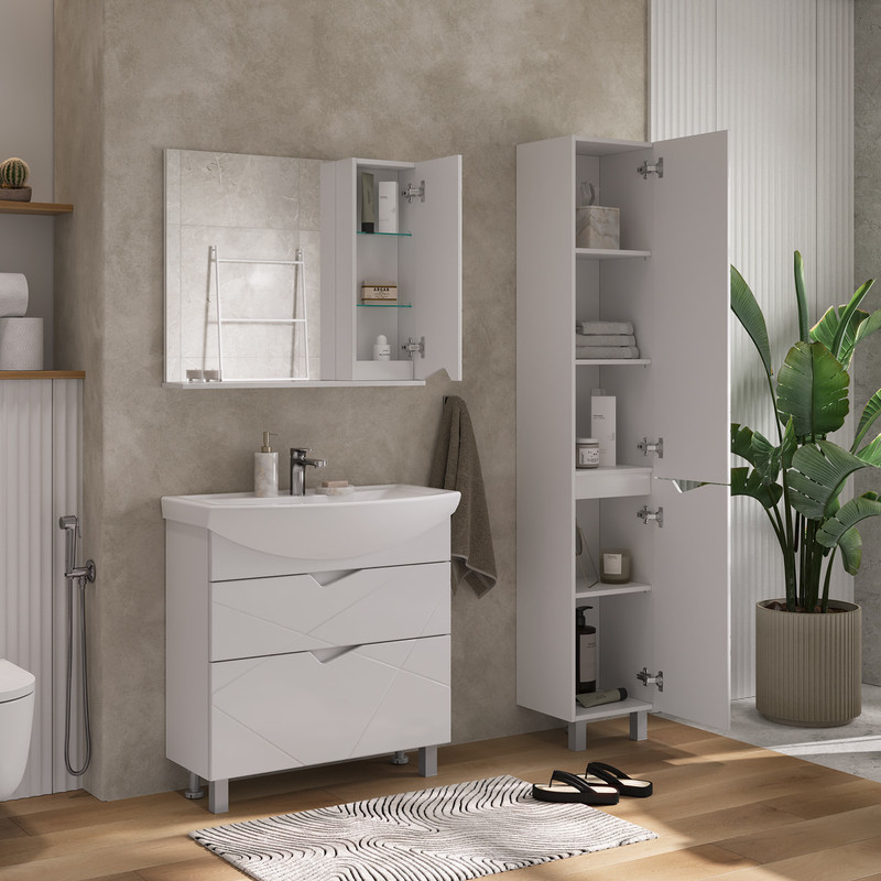 Зеркало-шкаф Pronto 80 правый, белый, VOLNA