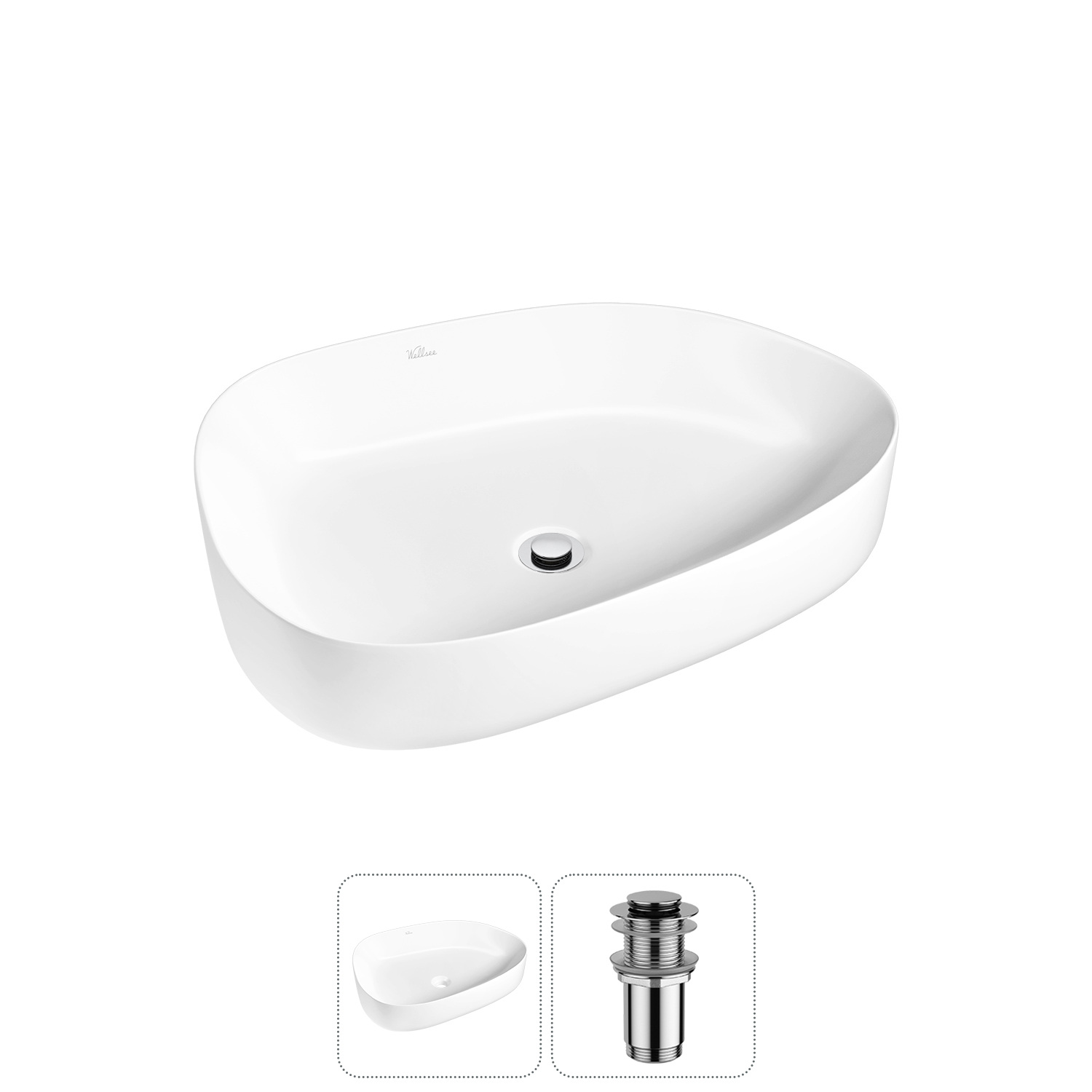 Накладная раковина для ванной комнаты Wellsee Belle Spa 3.0 20212717R в наборе 2 в 1: раковина белый